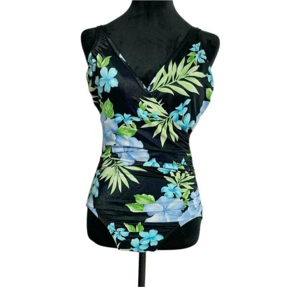 Miraclesuit Size 12 One Piece Swimsuit Ruched Slimming Flattering Floral - Picture 1 of 6